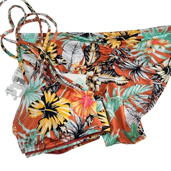NWT The Bikini Lab Swimsuit SET Orange TROPICAL Multi-Color WOMENS M L 8 - Picture 8 of 9